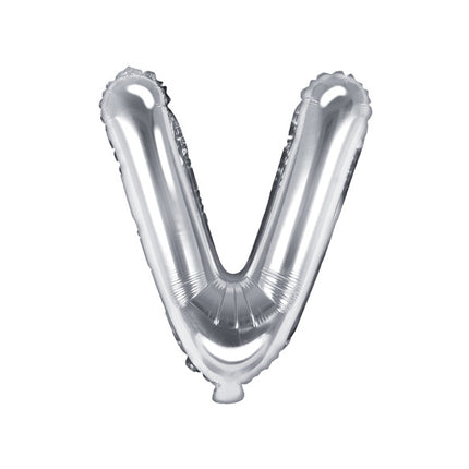 Palloncino in foil Lettera V Argento Vuoto 35cm