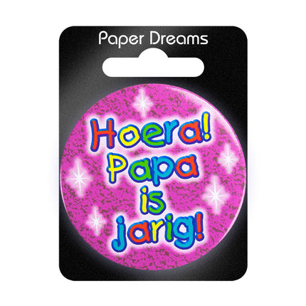 Pulsante Hoera Papa is Jarig 5,5cm
