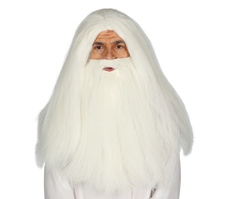 Parrucca Halloween Barba Bianca