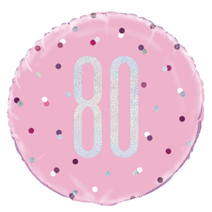 Palloncino ad elio 80 anni rosa 45 cm vuoto