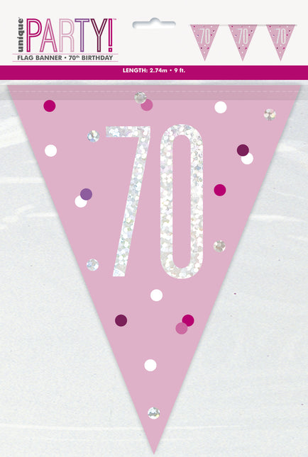 Ghirlanda 70 anni rosa 2,74 m