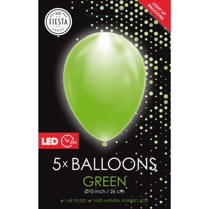 Palloncini a led verdi 26cm 5pz