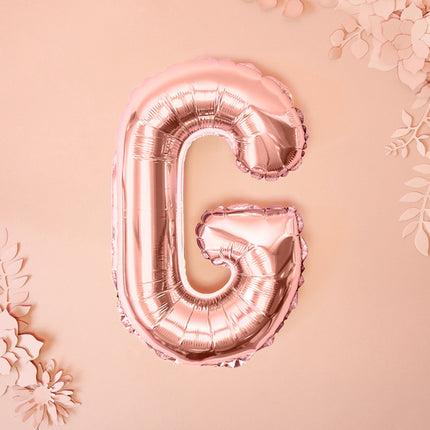 Palloncino in foil Lettera G Oro Rosa Vuoto 35 cm