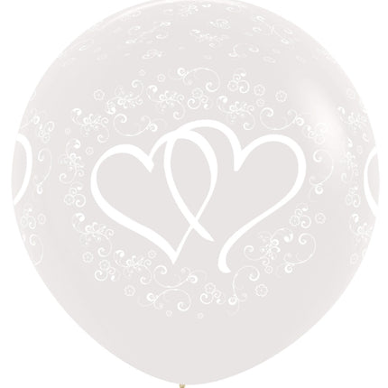 Palloncini Cuori Intarsiati Trasparenti 91cm 2pz.