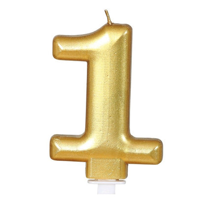 Candela d'oro 1 anno metallizzata da 8 cm