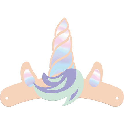 Cappelli da festa Unicorno Arcobaleni di carta 6 pezzi