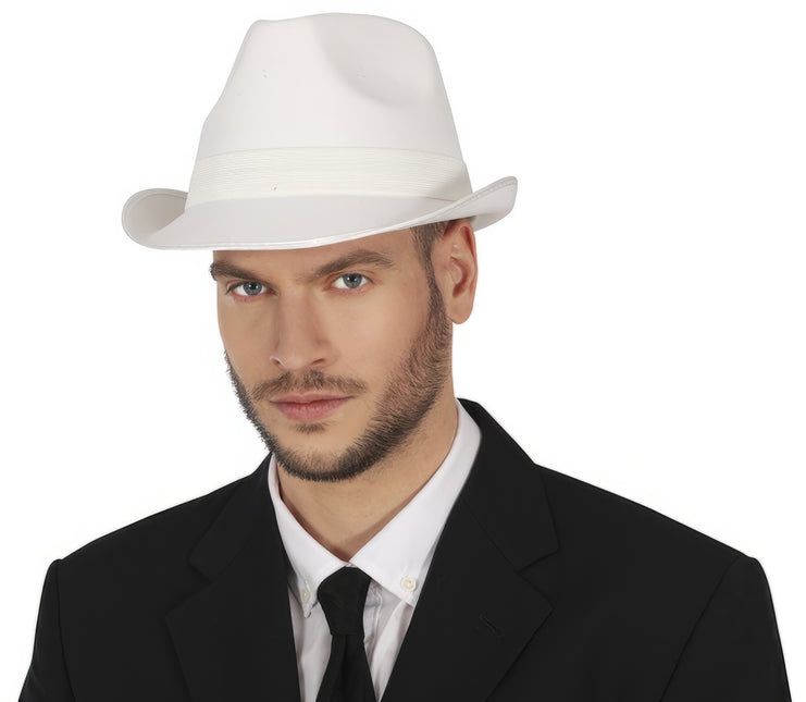 Cappello da gangster bianco con fascia