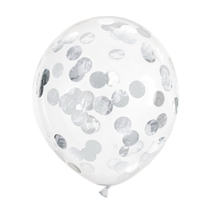 Palloncini a coriandoli Silver Deluxe 30cm 6 pezzi