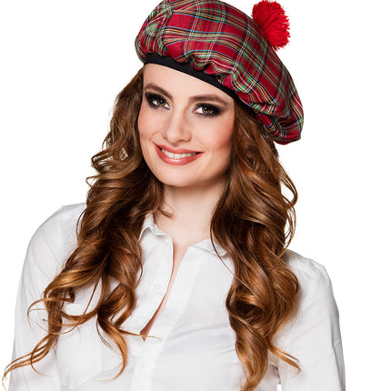 Berretto rosso Tartan
