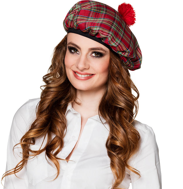 Berretto rosso Tartan