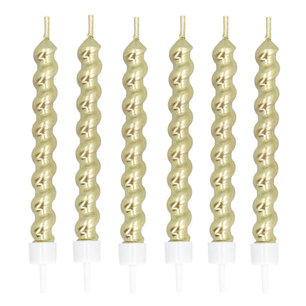 Candele dorate su supporto 6 pezzi