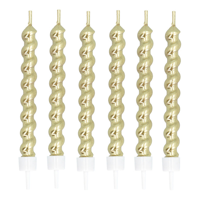 Candele dorate su supporto 6 pezzi