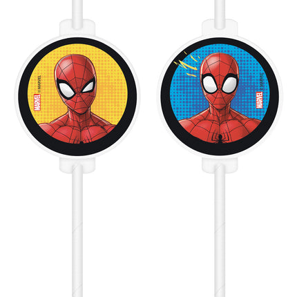 Cannucce di carta Spiderman 4 pezzi