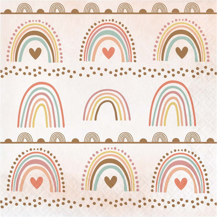 Tovaglioli Cuori Arcobaleno 16 pezzi
