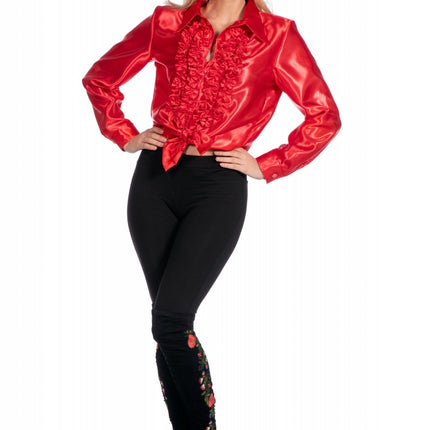 Camicetta da discoteca con volant rosso