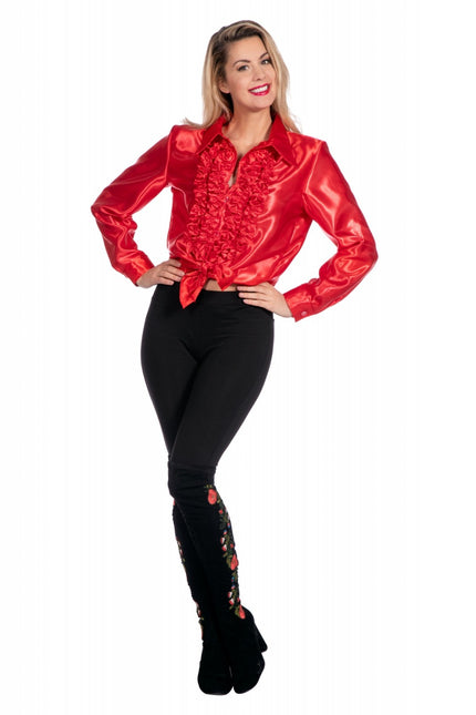 Camicetta da discoteca con volant rosso