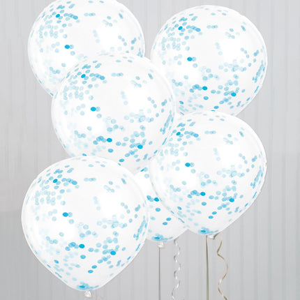 Palloncini a coriandoli azzurro 30 cm 6 pezzi