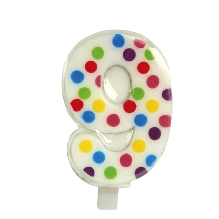 Candela 9 anni Coriandoli 6,5 cm