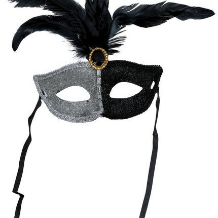 Maschera Veneziana per Occhi Nero Argento