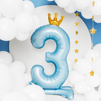 Palloncino Foil Figura 3 Azzurro Standard Vuoto 84cm