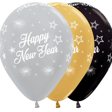 Palloncini Happy New Year Elegant Mix 30cm 25pz