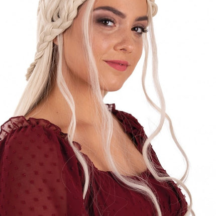 Parrucca Queen Dainerys lunga con trecce bionde