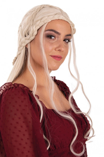 Parrucca Queen Dainerys lunga con trecce bionde
