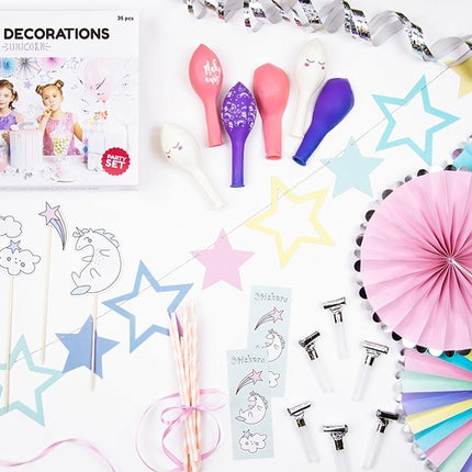 Set di decorazioni Unicorno 35 pezzi