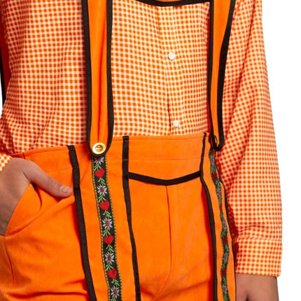 Lederhosen arancione da uomo Johann Lang