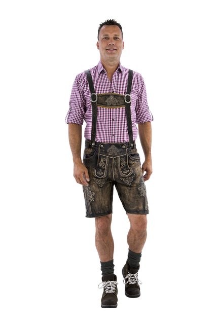 Lederhose Marrone Uomo Corto Antico