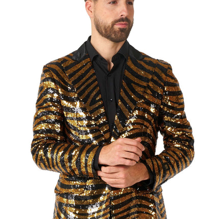 Blazer da uomo in paillet con tigre nera e oro <tc>OppoSuits</tc>