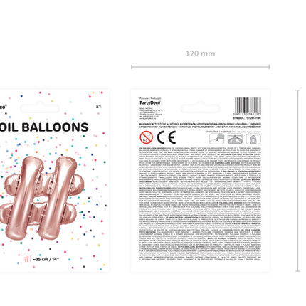 Palloncino in foil Lettera # Oro Rosa Vuoto 35cm