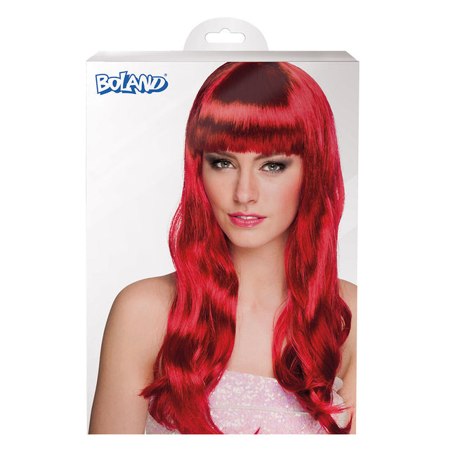 Parrucca capelli lunghi rosso rubino