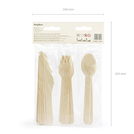 Posate di legno colorate pastello 16cm 18 pezzi