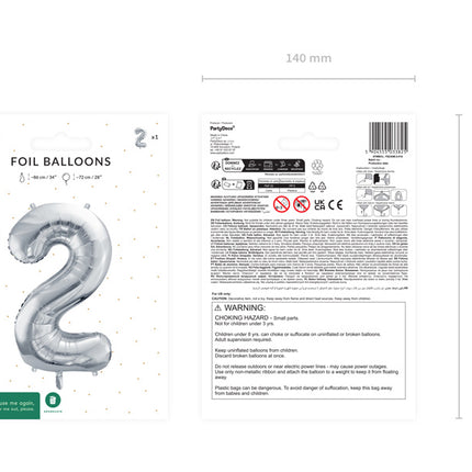 Palloncino di figura 2 anni Argento Vuoto 72cm