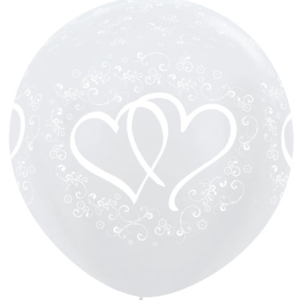 Palloncini Entwinted Hearts Pearl White 91cm 2pcs