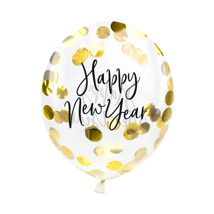 Palloncini con coriandoli Buon Anno 27cm 3pz