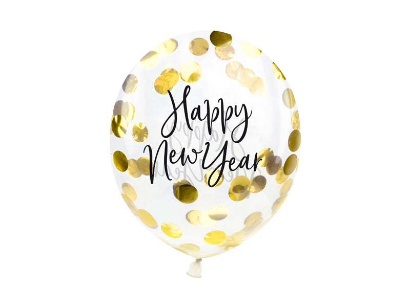 Palloncini con coriandoli Buon Anno 27cm 3pz