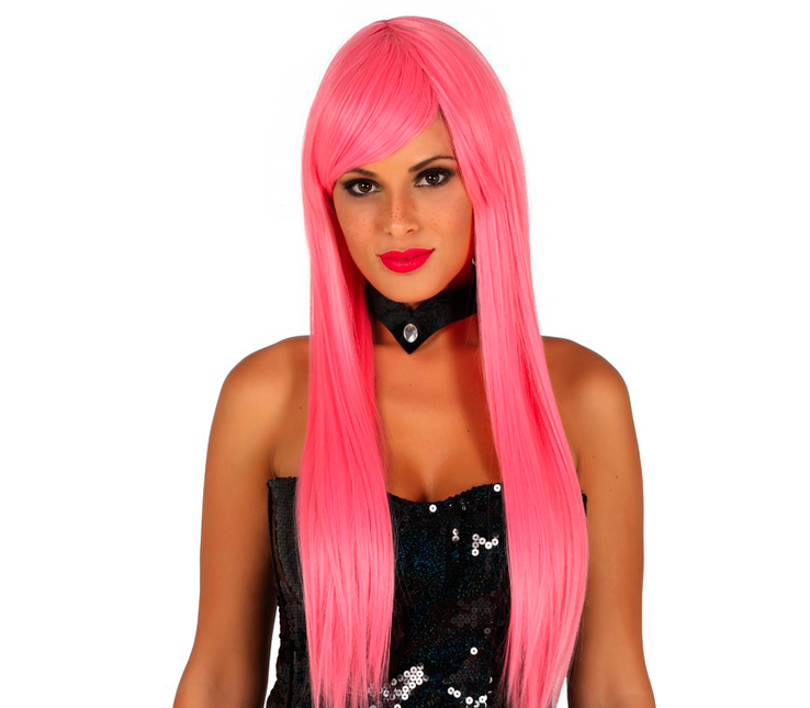 Parrucca rosa chiaro capelli lunghi