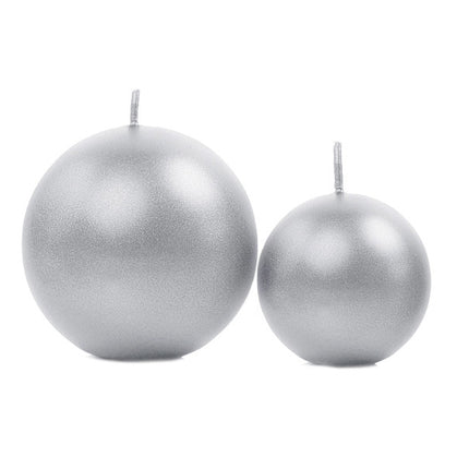 Candele a sfera argento metallizzato 8cm 6pz