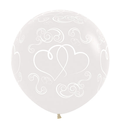 Palloncini Cuore Incrociato Cristallo Trasparente 61cm 3pz