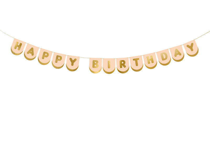 Ghirlanda di lettere di buon compleanno rosa 1,5 m