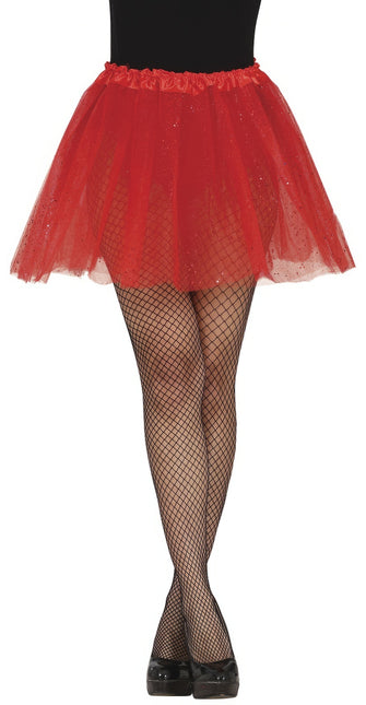 Tutù rosso da donna glitterato 40 cm