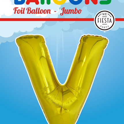 Palloncino in foil Lettera V Oro XL 102cm vuoto