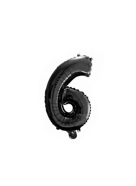 Palloncino in foil Figura 6 Nero 41cm con cannuccia