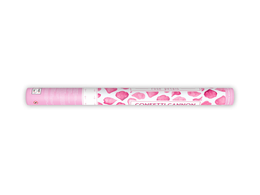 Cannone di coriandoli rosa con petali di rosa da 60 cm