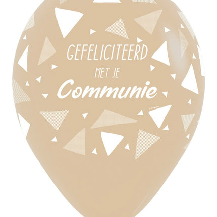Palloncini Congratulazioni per la Comunione Triangoli Sabbia Bianca 30cm 25pz