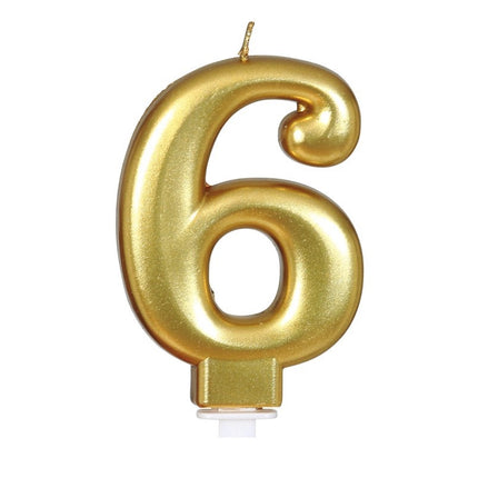 Candela oro 6 anni metallizzata 8 cm