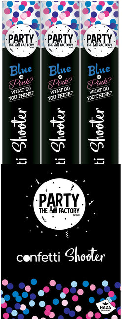 Cannone di coriandoli per la rivelazione del sesso blu 40 cm