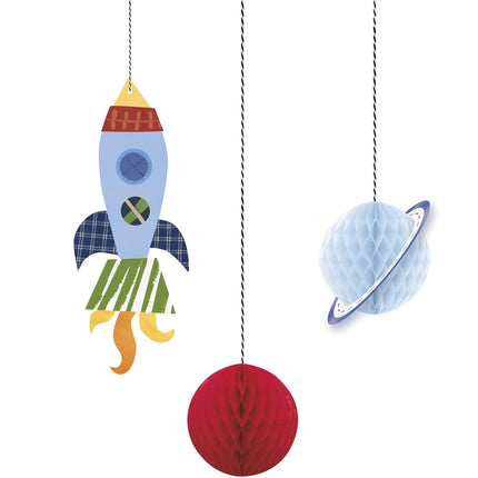 Decorazione appesa per feste spaziali 3 pezzi
